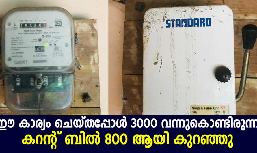 ഈ കാര്യം ചെയ്തപ്പോൾ മൂവായിരം വന്ന കറന്റ് ബിൽ 800 ആയി കുറഞ്ഞു